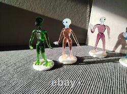 Vintage Alien Figures Glass Oddities Czech Arts and Crafts Set of 4 1960s Rare