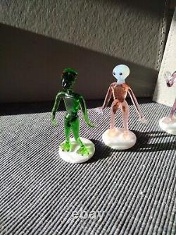 Vintage Alien Figures Glass Oddities Czech Arts and Crafts Set of 4 1960s Rare