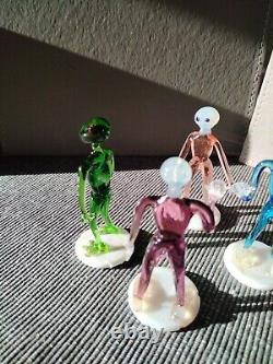Vintage Alien Figures Glass Oddities Czech Arts and Crafts Set of 4 1960s Rare