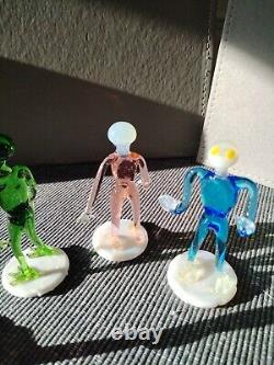 Vintage Alien Figures Glass Oddities Czech Arts and Crafts Set of 4 1960s Rare