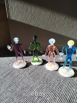 Vintage Alien Figures Glass Oddities Czech Arts and Crafts Set of 4 1960s Rare