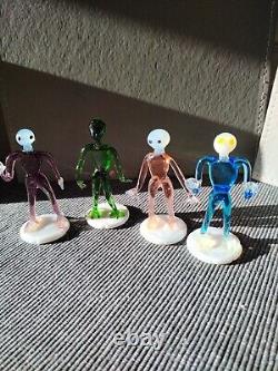Vintage Alien Figures Glass Oddities Czech Arts and Crafts Set of 4 1960s Rare
