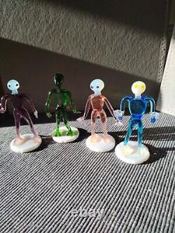 Vintage Alien Figures Glass Oddities Czech Arts and Crafts Set of 4 1960s Rare