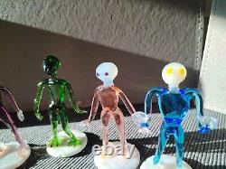Vintage Alien Figures Glass Oddities Czech Arts and Crafts Set of 4 1960s Rare