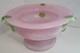 Vintage Antichiangeli Murano Scavo Art Glass Centerpiece Bowl Pink & Green
