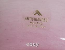 Vintage Antichiangeli Murano Scavo Art Glass Centerpiece Bowl Pink & Green