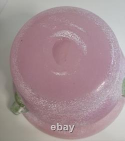 Vintage Antichiangeli Murano Scavo Art Glass Centerpiece Bowl Pink & Green