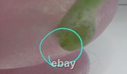Vintage Antichiangeli Murano Scavo Art Glass Centerpiece Bowl Pink & Green
