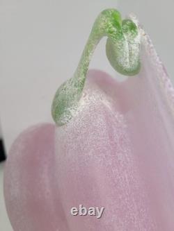 Vintage Antichiangeli Murano Scavo Art Glass Centerpiece Bowl Pink & Green