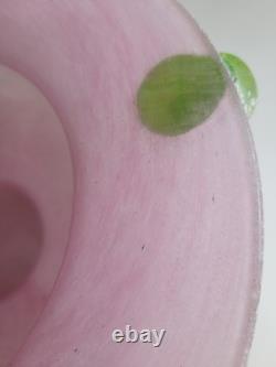 Vintage Antichiangeli Murano Scavo Art Glass Centerpiece Bowl Pink & Green