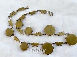 Vintage Antique Art Deco Czech Pink Vauxhall Mirror Step Glass Paste Necklace