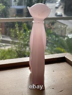 Vintage Archimede Seguso Alabastro Pink White Italian Murano Art Glass Cat Italy