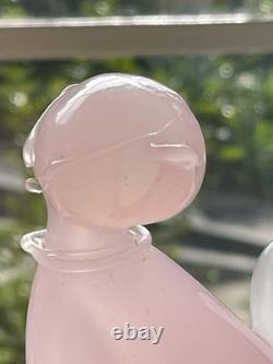 Vintage Archimede Seguso Alabastro Pink White Italian Murano Art Glass Cat Italy