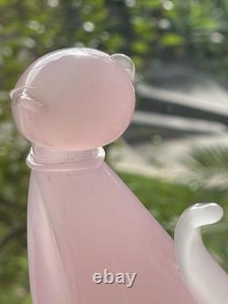 Vintage Archimede Seguso Alabastro Pink White Italian Murano Art Glass Cat Italy