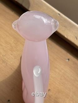 Vintage Archimede Seguso Alabastro Pink White Italian Murano Art Glass Cat Italy