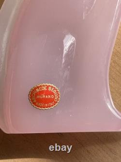 Vintage Archimede Seguso Alabastro Pink White Italian Murano Art Glass Cat Italy