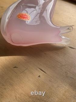 Vintage Archimede Seguso Alabastro Pink White Italian Murano Art Glass Cat Italy