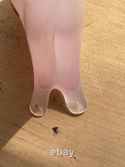 Vintage Archimede Seguso Alabastro Pink White Italian Murano Art Glass Cat Italy