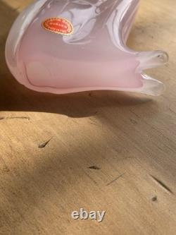 Vintage Archimede Seguso Alabastro Pink White Italian Murano Art Glass Cat Italy