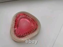 Vintage Archimede Seguso Murano Art Glass Cranberry Pink Bullicante Bowl 1960s