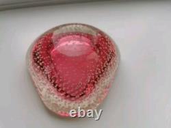 Vintage Archimede Seguso Murano Art Glass Cranberry Pink Bullicante Bowl 1960s