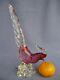 Vintage Archimede Seguso Murano Art Glass Crystal pink Cranberry Bird Pheasant a