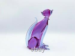 Vintage Archimede Seguso Murano Glass Siamese Cat Pink Sommerso Large Signed Art