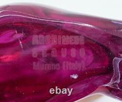 Vintage Archimede Seguso Murano Glass Siamese Cat Pink Sommerso Large Signed Art