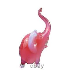 Vintage Archimede Seguso Murano elephant Art Glass pink Opalescent with Label