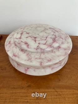 Vintage Art Deco Flycatcher Pink Marbled Glass Ceiling Light Shade With Chains