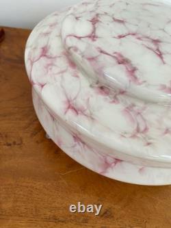 Vintage Art Deco Flycatcher Pink Marbled Glass Ceiling Light Shade With Chains