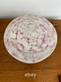 Vintage Art Deco Flycatcher Pink Marbled Glass Ceiling Light Shade With Chains
