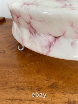 Vintage Art Deco Flycatcher Pink Marbled Glass Ceiling Light Shade With Chains