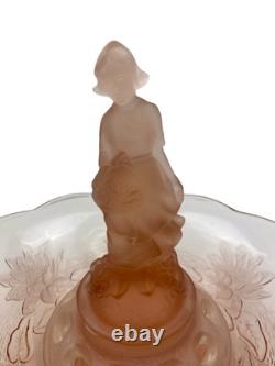 Vintage Art Deco Glass Float Bowl Pink Centrepiece Decorative Flower Vase