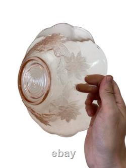 Vintage Art Deco Glass Float Bowl Pink Centrepiece Decorative Flower Vase