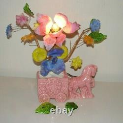 Vintage Art Deco Slag Glass Flower and Leaves Table TV Lamp Horse and Cart