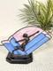 Vintage Art Deco Style Leaded Glass Lamp Dancing Lady Figure Pink Blue