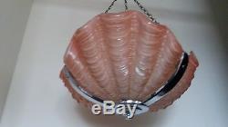 Vintage Art Deco Style Pink Clam Shell Ceiling Light