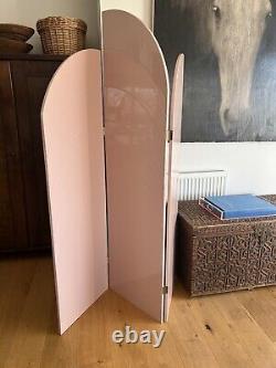 Vintage Art Deco Style Pink Glass Room Divider Screen