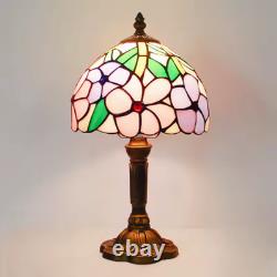 Vintage, Art Deco, Tiffany Stained Glass, Table Lamp, Pink/Purple, Floral, 8inch