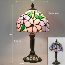 Vintage, Art Deco, Tiffany Stained Glass, Table Lamp, Pink/Purple, Floral, 8inch