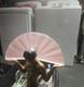 Vintage Art Deco frosted pink glass lamp shade, designed by Guerbe-le-Verrier