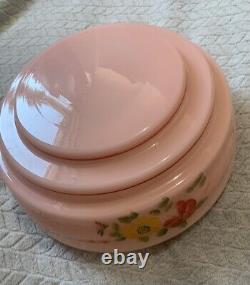 Vintage Art Deco glass Fly Catcher light shade pendent light Pink With Flowers