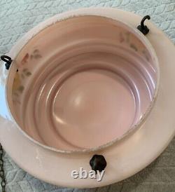 Vintage Art Deco glass Fly Catcher light shade pendent light Pink With Flowers