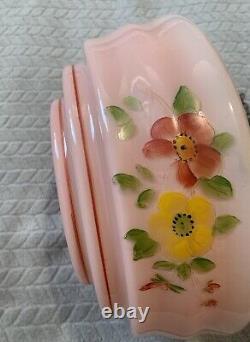 Vintage Art Deco glass Fly Catcher light shade pendent light Pink With Flowers