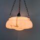 Vintage Art Deco light shade pink glass marble bowl hanging ceiling pendant UFO