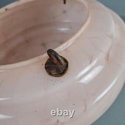 Vintage Art Deco light shade pink glass marble bowl hanging ceiling pendant UFO