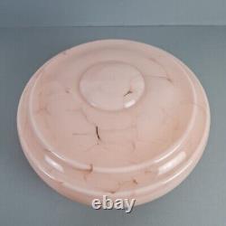 Vintage Art Deco light shade pink glass marble bowl hanging ceiling pendant UFO