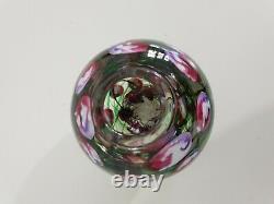 Vintage Art Glass Paperweight Vase Heavy 12.5cm Pink, Floral Pattern Beautiful