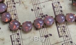 Vintage Art Glass Pink Opal Necklace choker, stud earrings and ring Set